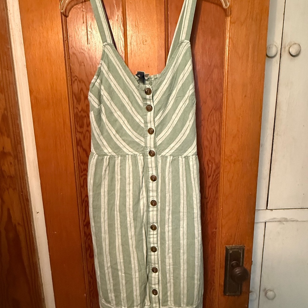 Striped Green Button-Down Dress